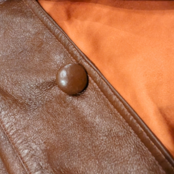Vintage Brown Leather Jacket By Adler Size 44  Buttons Intact and Original - Picture 5 of 11